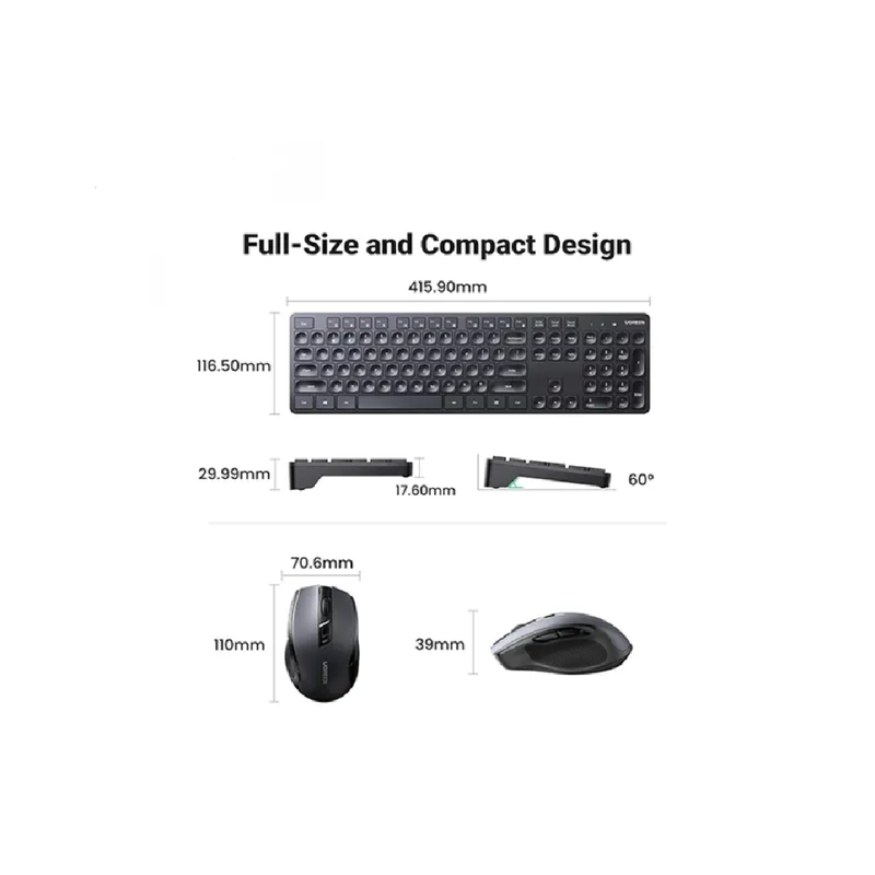 UGREEN Wireless Keyboard and Mouse Combo - Black