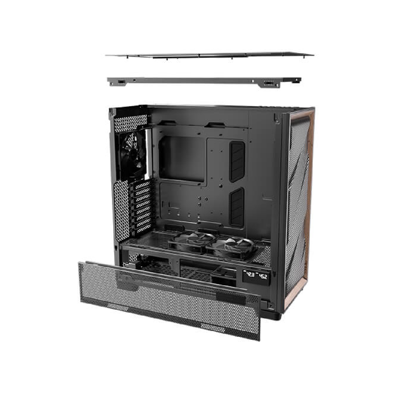 Antec Case Flux Pro 6 Fan Full Tower, High-Airflow Front Panel With Walnut Wood