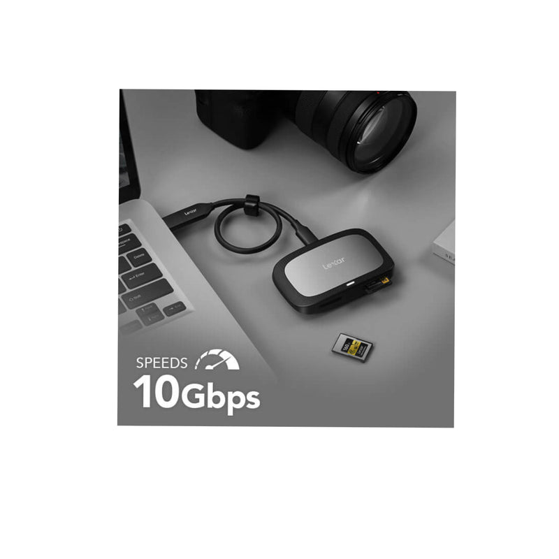 قارئ/قارئ بطاقات الذاكرة Lexar Professional CFexpress Type A / SD USB 3.2 Gen 2 - أسود