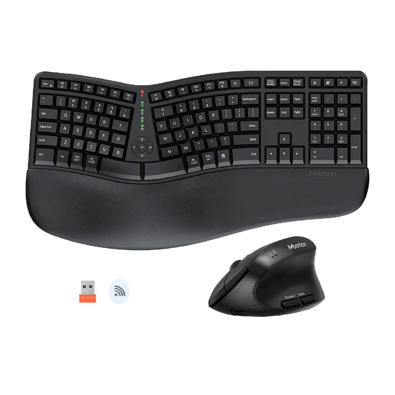 Meetion Director C Wireless Ergonomic Keyboard & Mouse Combo -Black