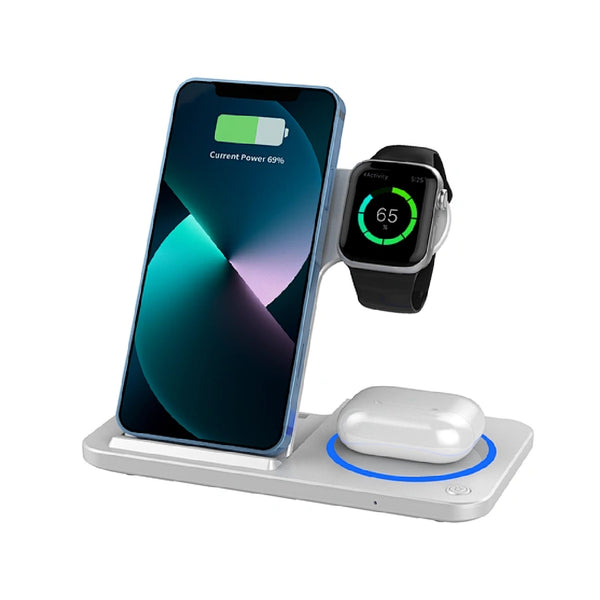 Wiwu 3in1 Wireless Charger Foldable Magnetic Suction Convenient -White