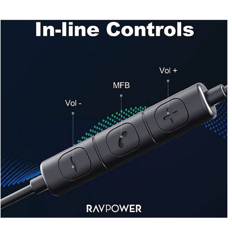 RAVPower RP-BH1006 Stereo Wired Type-C Earphone - Black