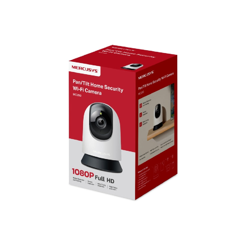 Mercusys Pan/Tilt Home Security Wi-Fi Camera 1080p, MC200 - White