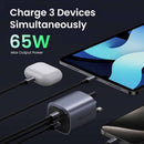Ugreen Nexode 65W 3 Port PD GaN Fast Charger - Gray