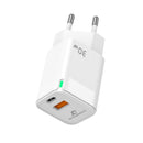 System Max SM-30AC Charger Mini PD 30W USB-C -USB-A GAN Cable - White