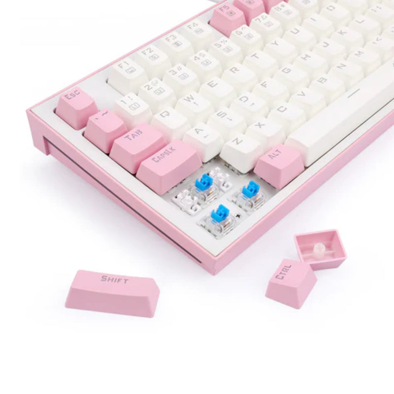 Redragon K611-WIB BES White LED Backlight Mechanical Gaming Keyboard - pink/White