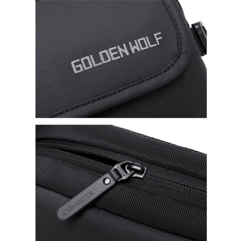 Golden Wolf Y00028 Nylon Unisex Casual Fashion Waist Chest Crossbody Shoulder Bag, Water Resistan, Blackt