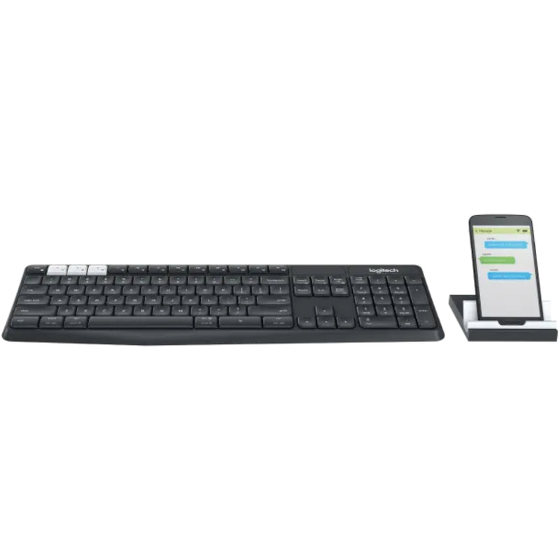 Logitech K375S MULTI-DEVICE Wireless Keyboard and Stand Combo - Black