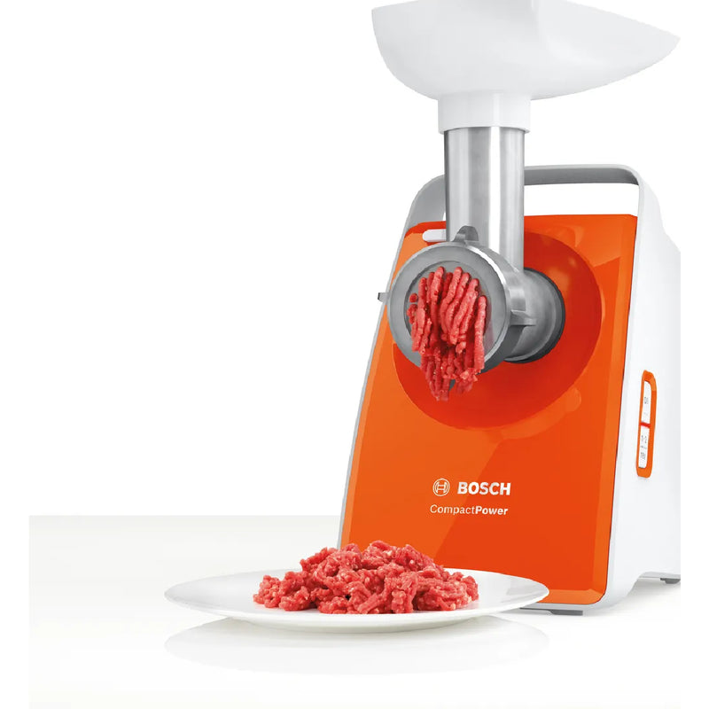 Bosch Compact Power Meat Mincer 1600W, MFW3630I - White & Orange