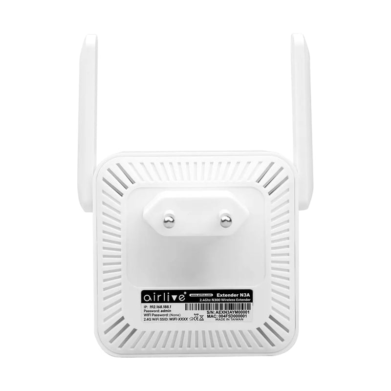 AirLive N3A Wi-Fi Range Extender 2 Antenna 300Mbps - White