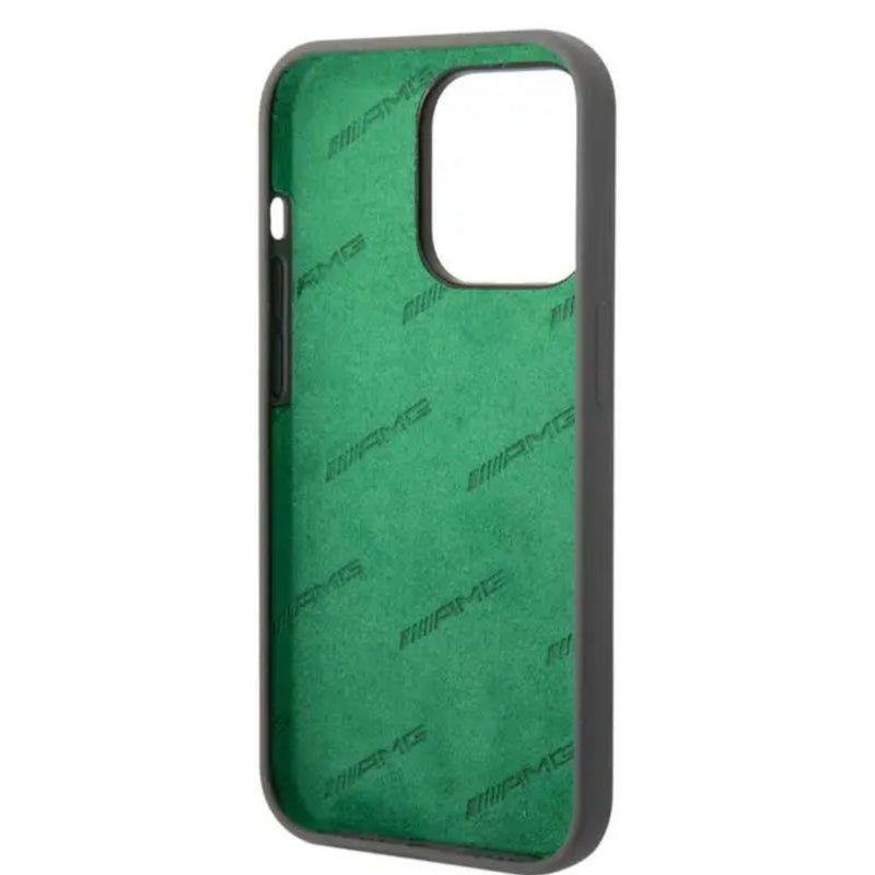 AMG Liquid Silicone Case with Colorful AMG Logo Bumper ProtectioniPhone 14 Pro Compatibility - Green / Gray