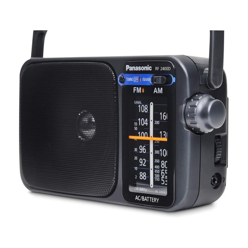Panasonic Portable AM / FM Radio, Battery Operated Analog Radio, AC Powered, RF-2400D - Black