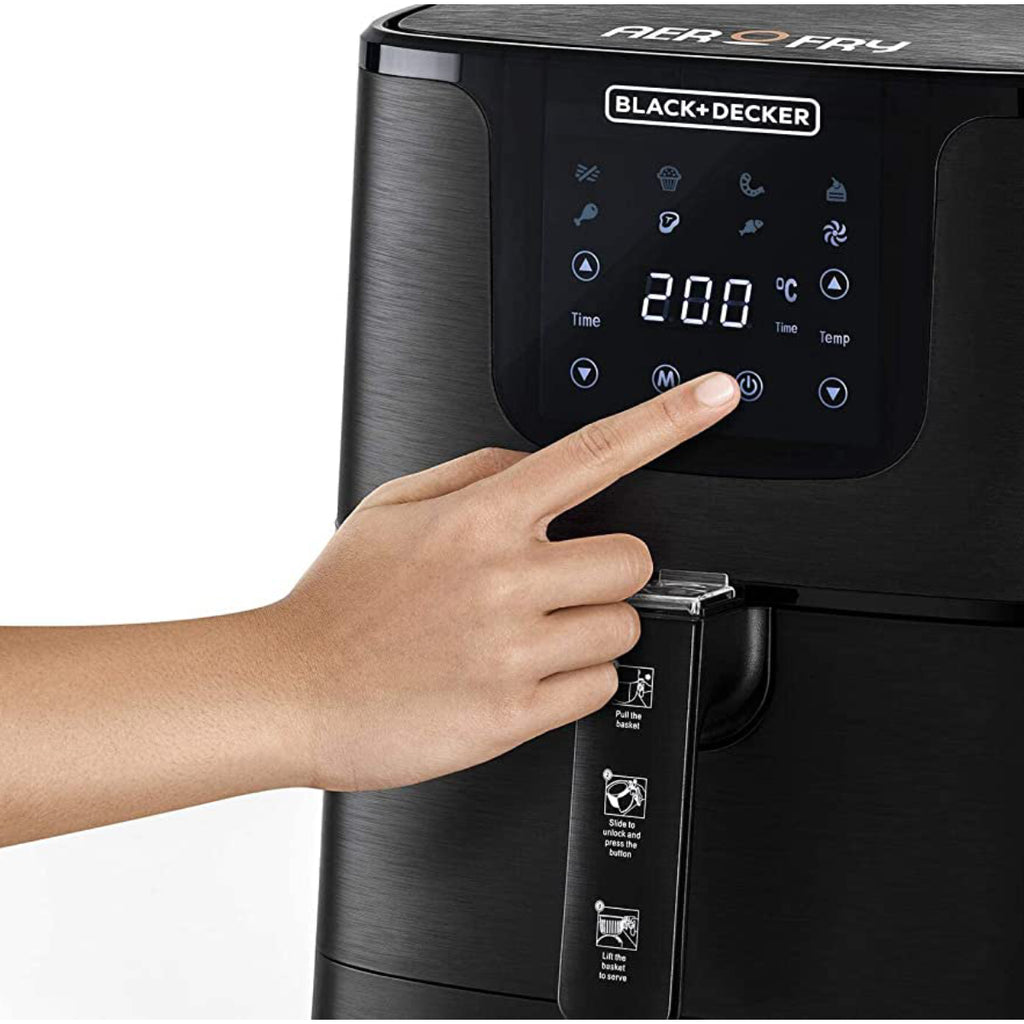 Black + Decker Digital Air Fryer, 3.7 Liters, 1500 Watt, Black- AF4037-B5