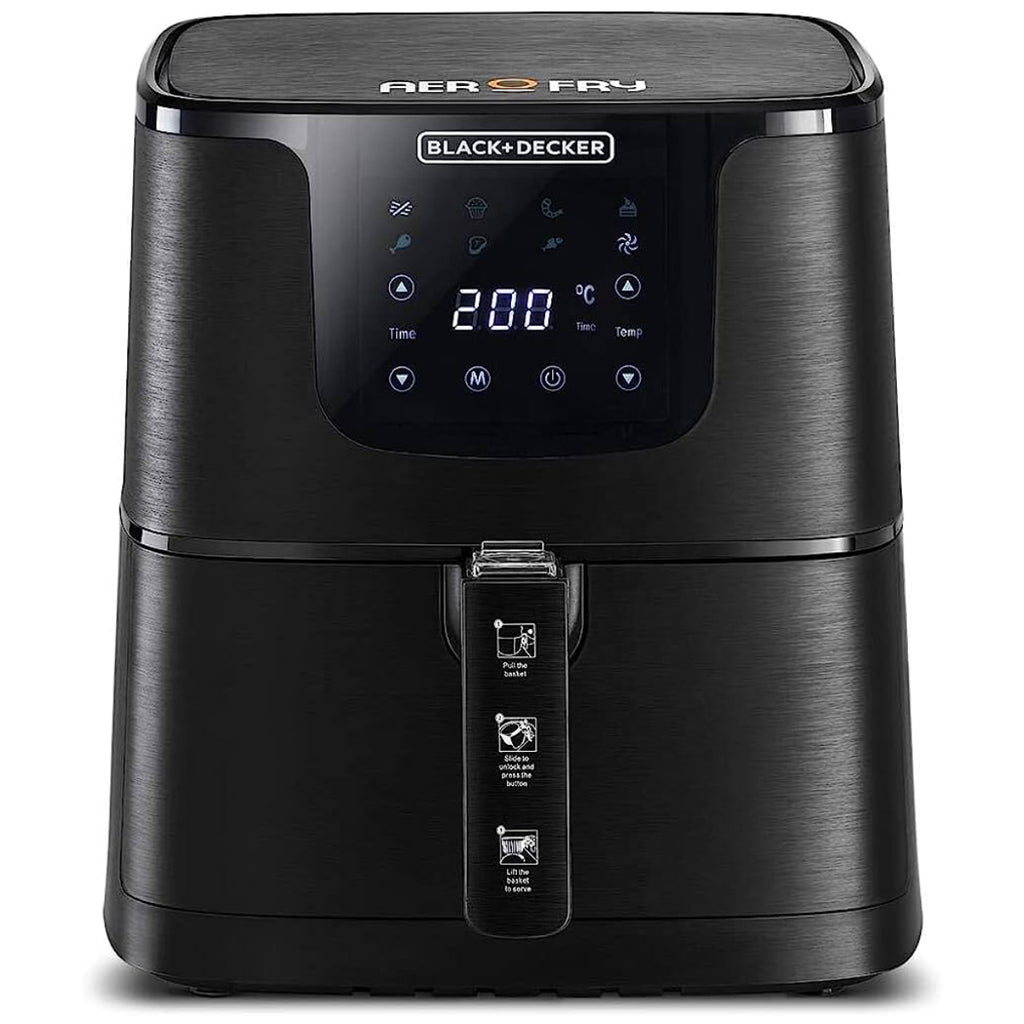 Black + Decker Digital Air Fryer, 3.7 Liters, 1500 Watt, Black- AF4037-B5