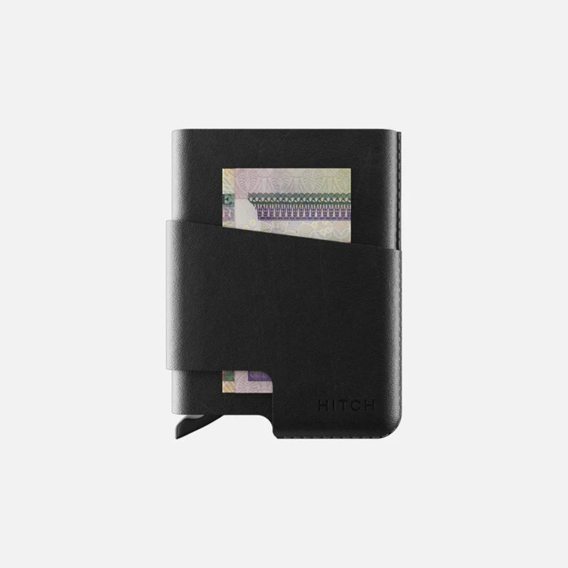 HITCH CUT-OUT Cardholder - RFID Block Featured - Handmade Natural Genuine Leather - Black