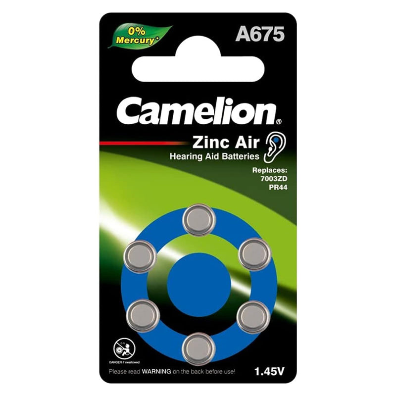 Camelion  Zinc Air Hearing Aid Batteries - A675-BP6