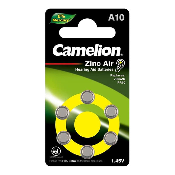 Camelion  Zinc Air Hearing Aid Batteries - A10-BP6