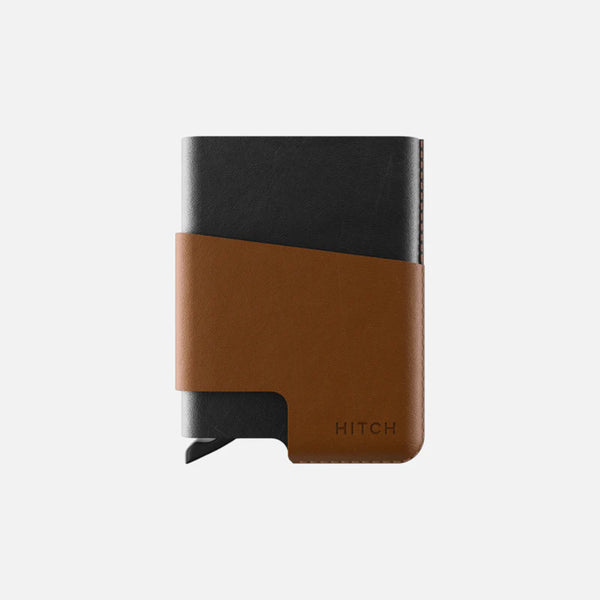 HITCH CUT-OUT Cardholder - RFID Block Featured - Handmade Natural Genuine Leather - Black/havan
