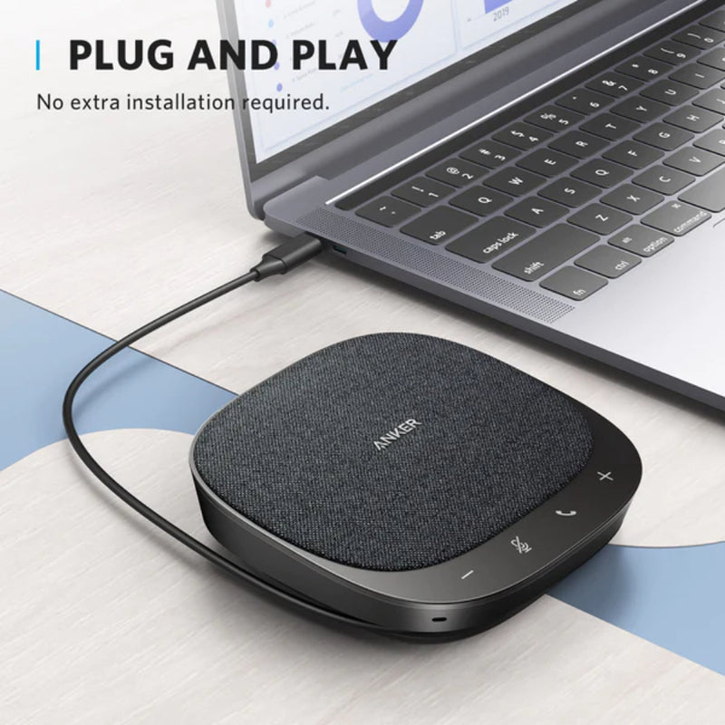 Anker PowerConf S330 USB Speakerphone, Conference Microphone for Home Office, Smart Voice Enhancemen - Black