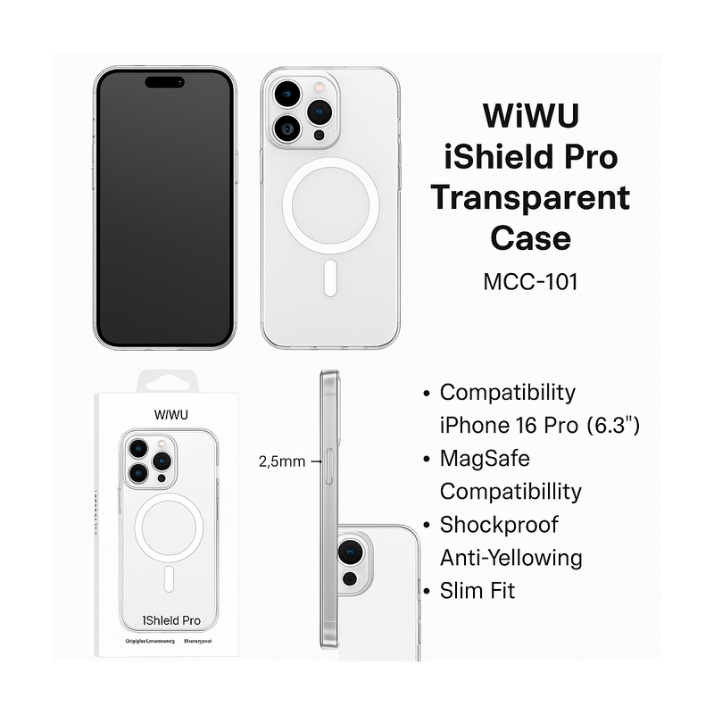 WiWU Transparent Shield Pro Cover for iPhone 16 – MCC-101