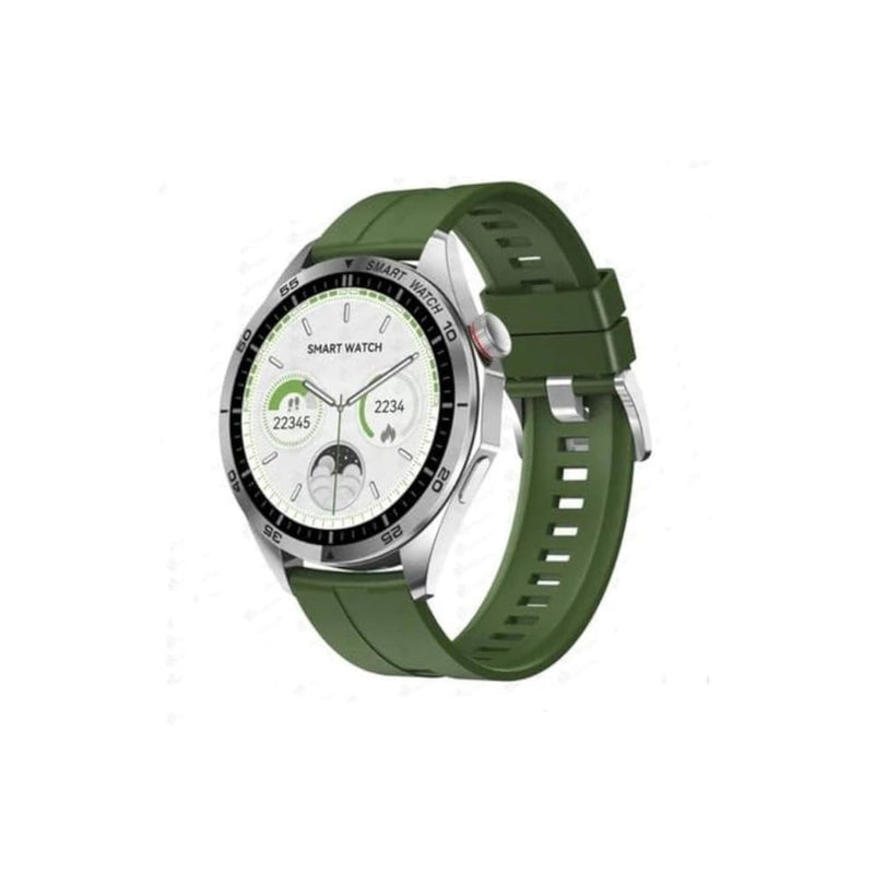 Haino Teko GT4 Smart Watch With 3 Strap (Stainless Steel + Leather + Silicone) AMOLED HD IPS Display - RW-44 - Green