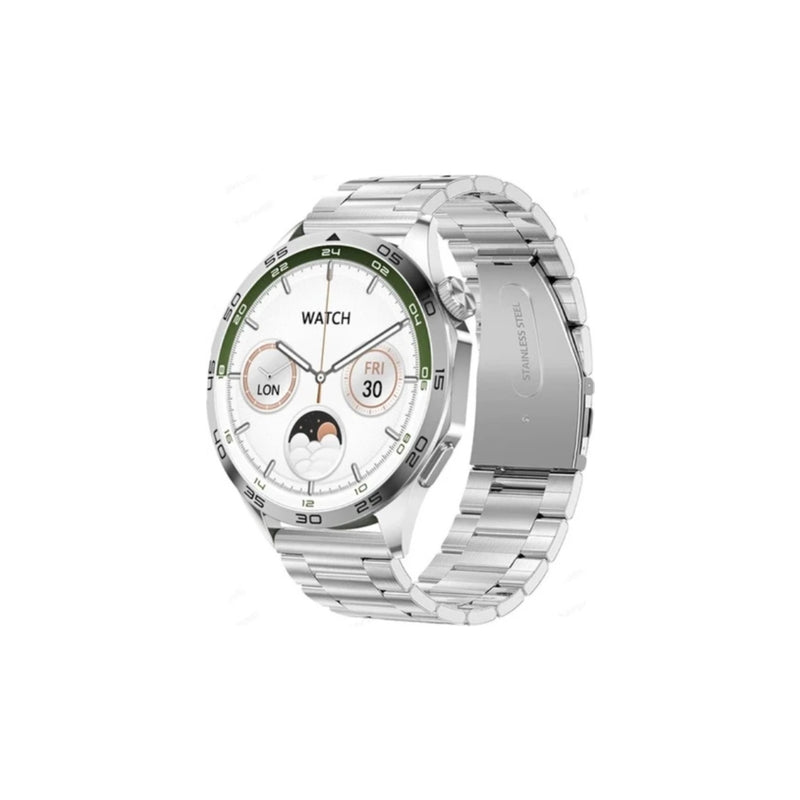 Haino Teko GT4 Smart Watch With 3 Strap (Stainless Steel + Leather + Silicone) AMOLED HD IPS Display - RW-44 - Green