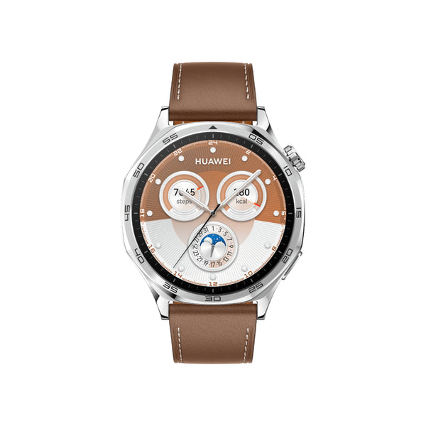 Huawei Watch GT 5 with 46mm 1.43" AMOLED, fast and accurate health tracking, Leather Strap - Vili-B19L - Brown