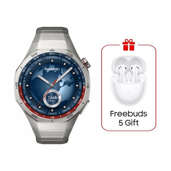 Huawei Watch GT5 Pro 46mm, Swing Right, Play Smart AMOLED 1.43" Water Resistant 50m 5ATM - Vili-B29M - Titanium + Huawei Freebuds 5 White Gift🎁