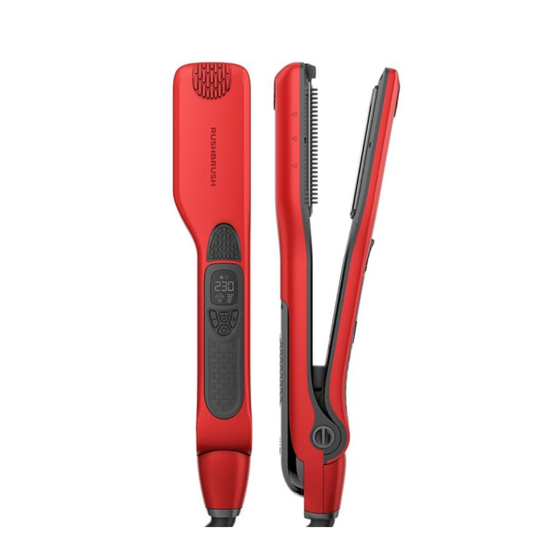 Rush Brush X5 Pro Hair Straightener, 250W Steamer Nano Titanium with Auto shutoff, Fast Heat Up - Red