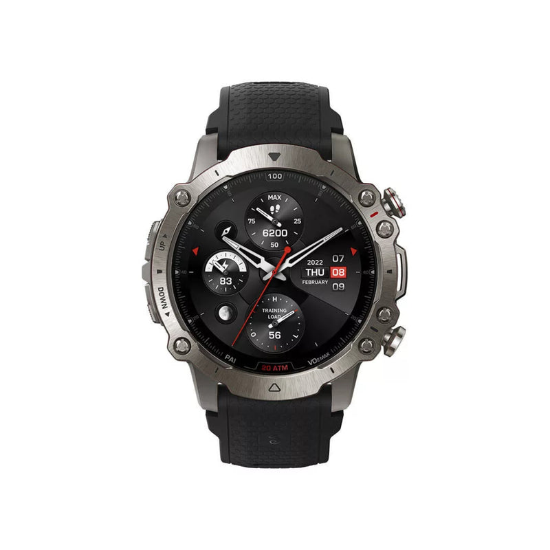 Amazfit Falcon Smart Watch 49mm GPS, AMOLED, AI-powered Guidance with Zepp Coach™, 20 ATM - Titanium (Supersonic Black Strap)