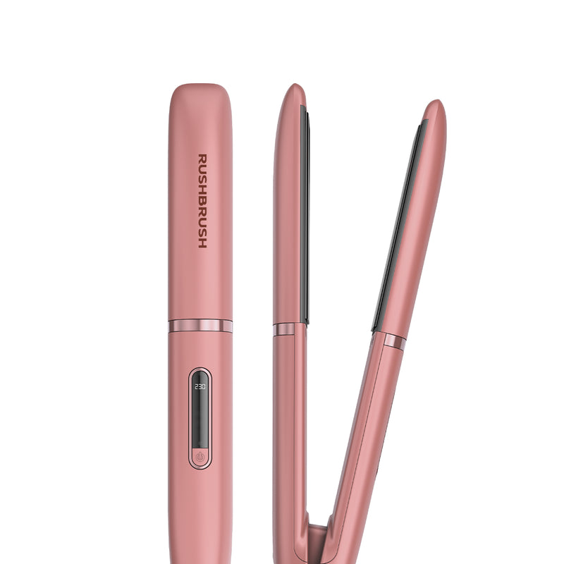 Rush Brush X1 Lite Straightener, PTC Heater for Fast Heat Up, Automatic Lock  - Rose Gold