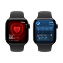 ساعة Apple Watch Series 10 (46 مم، GPS) هيكل من الألومنيوم مع حزام رياضي S/M - أسود غامق