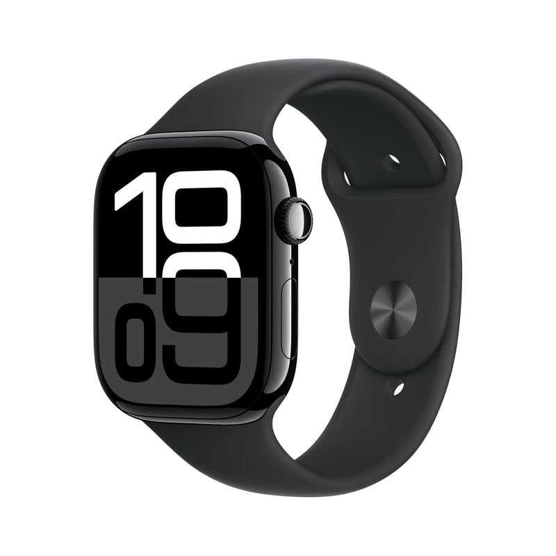 Apple Watch Series 10 (46 mm, GPS) Jet Black Aluminium Case With Sport Band - Black