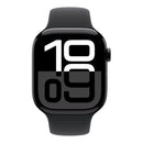 ساعة Apple Watch Series 10 (46 مم، GPS) هيكل من الألومنيوم مع حزام رياضي S/M - أسود غامق