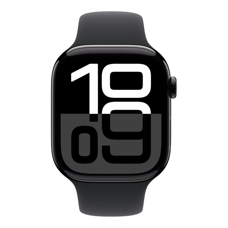 Apple Watch Series 10 (46 mm, GPS) Jet Black Aluminium Case With Sport Band - Black