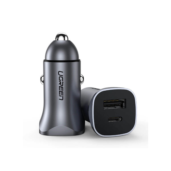 Ugreen 2-Port Fast Car Charger 30W - CD130 - Gray