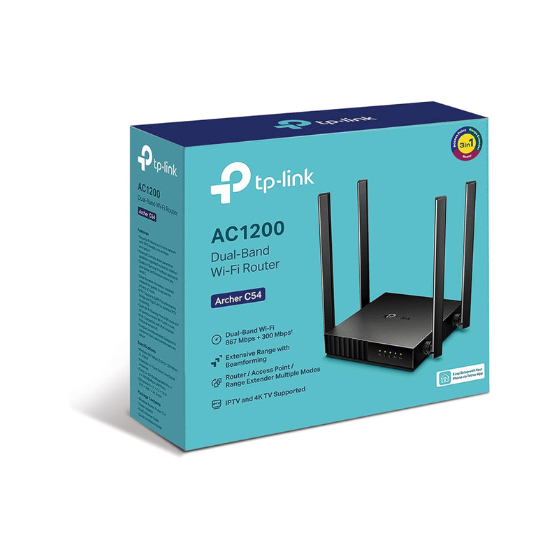 TP-LINK AC1200 Dual Band Wi-Fi  Router Archer C54, Faster AC Wi-F - Black