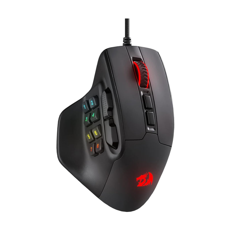 Redragon M811 Aatrox MMO Gaming Mouse, 12,400 DPI 15 Programmable Buttons - Black