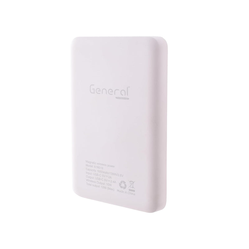 General A16019 Magnetic Wireless Power Bank 12W, 5000mah, Get Charged - White