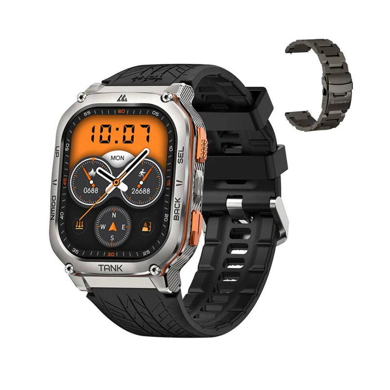 KOSPET TANK M3 ULTRA Smartwatch, 170+ Sports Modes, 5 ATM & IP69K Water-Resistance Special Edition - Free Strap - Black