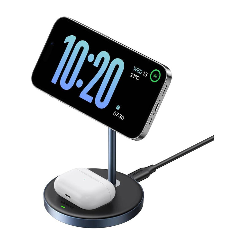 Ugreen 2 in 1 Wireless Charger Stand & Charger - 90668 - Grey/Black