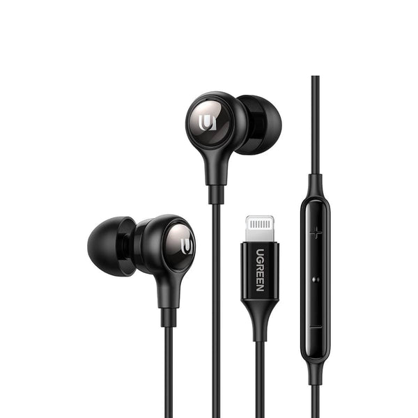 Ugreen in-Earphones Lightning Connector with Microphone and Volume Control Noise Cancelling Headphones - 30631 - Black