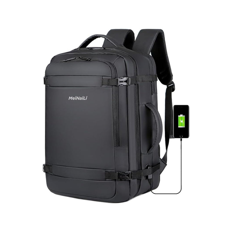 Meinaili 40L Large Backpack Flight Waterproof Business Luggage Large Backpack Fits 17.3 Inch Laptop AT-13 - Black