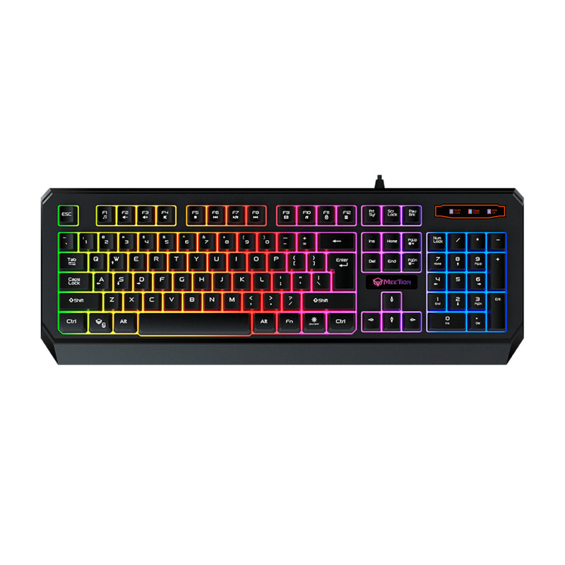 Meetion MT-K9320 Rainbow Backlit Arabic Wired Gaming Keyboard - Black