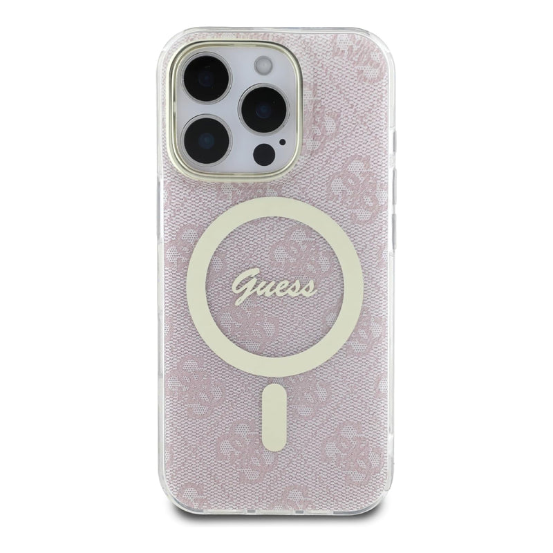 Guess Comfortable Grip Compatible with iPhone 16 Pro Max Drop Protection, Easy Snap-On - Pink