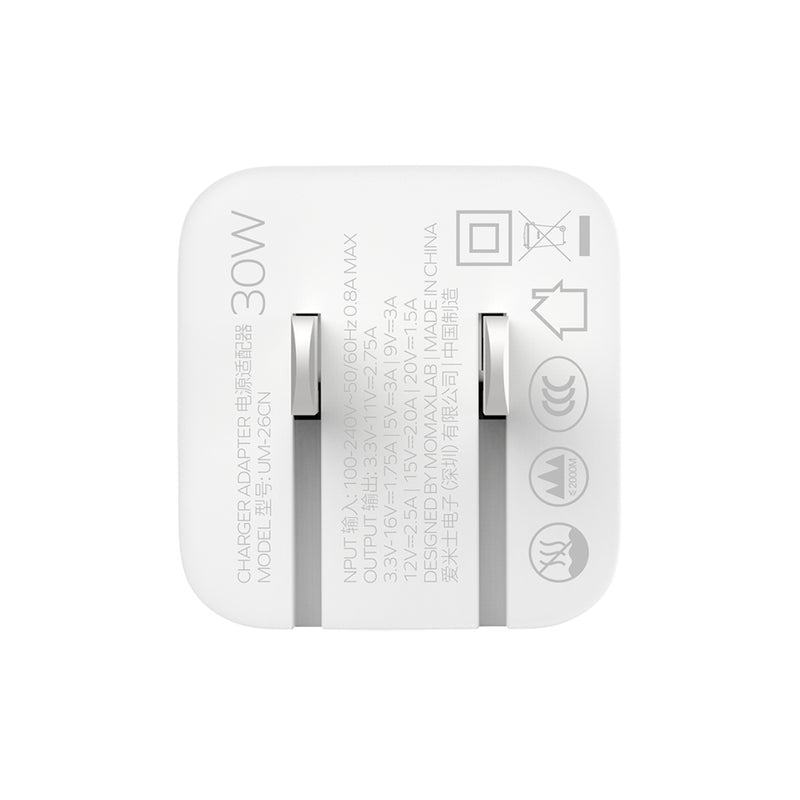 Momax ONEPLUG 30Watt GaN Mini USB-C Charger - UM26CNW - White