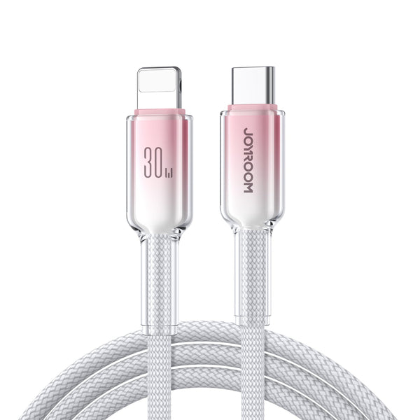 Joyroom Crystal Clear Series Fast Charging Data Cable, USB-C to Lightning Cable , 1.2m - S-A42 - White