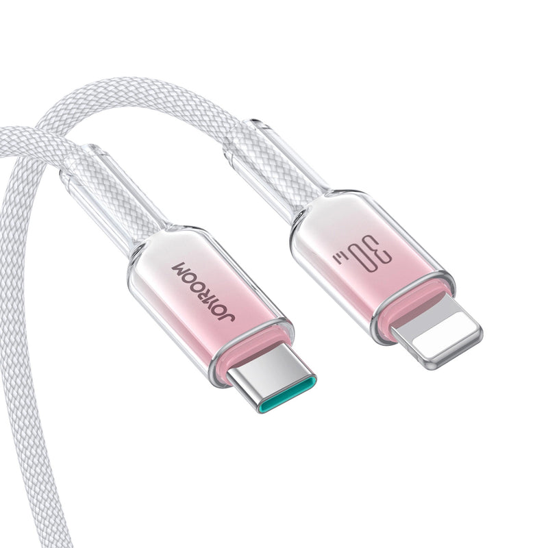 Joyroom Crystal Clear Series Fast Charging Data Cable, USB-C to Lightning Cable , 1.2m - S-A42 - White