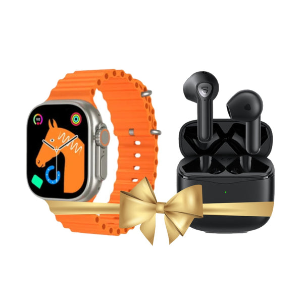 Itel Sones Smart Watch Ultra Upto 12 Days Usage Time, Orange + Soundpeats Air 3 Wireless Earbuds Gift🎁