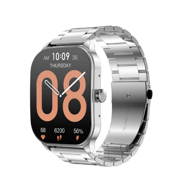 Amazfit Pop 3S Bluetooth Calls Smart watch with 1.96” AMOLED Display and AI Voice Assistance Waterproof (Limited Classic Edition) - Metallic Silver